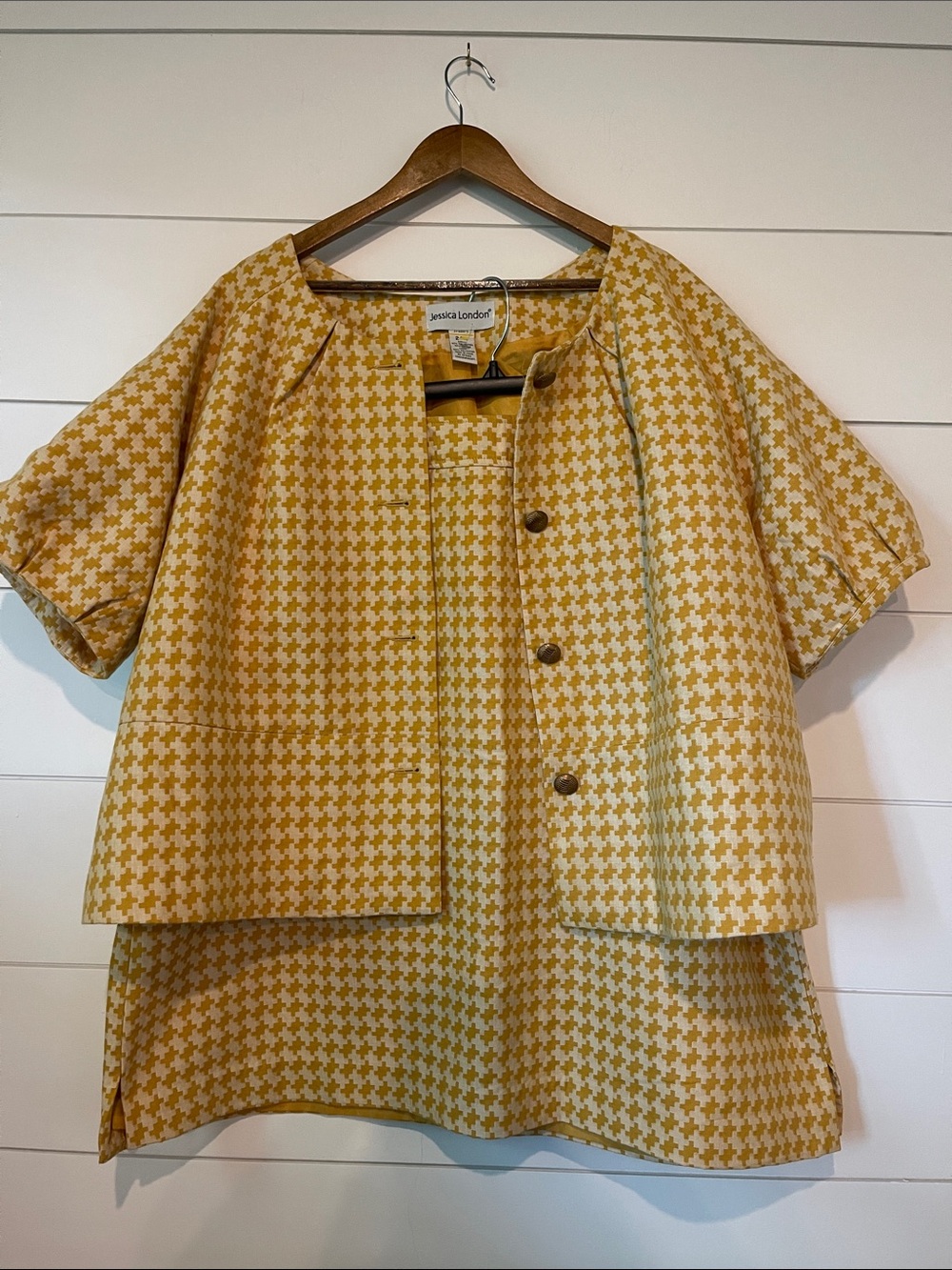 Jessica London Mustard Houndstooth Two-Piece Set